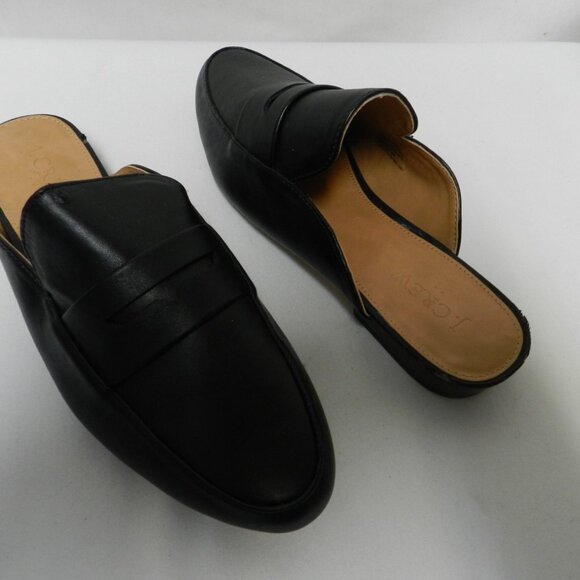 J Crew faux leather Penny Loafer mules slides flats slip on black NEW Size 7.5 - Picture 2 of 13